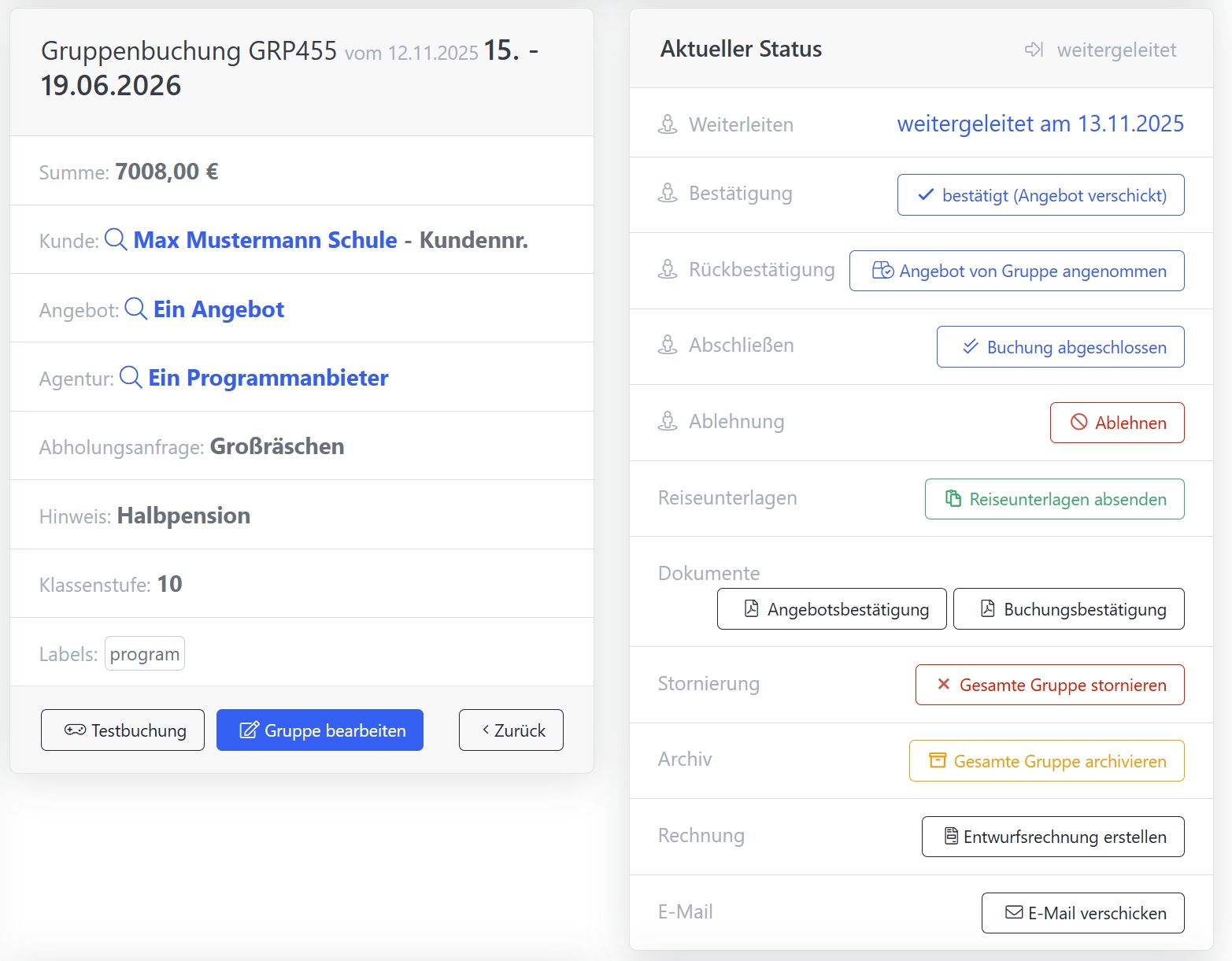 Screenshot control panel for group requests